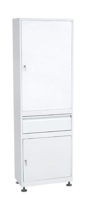 Шкаф медицинский одностворчатый (ШММ-1-Р-1) ШММ-1 с регулируемыми опорами с выдвижным ящиком