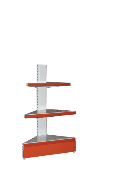 Низкий торговый стеллаж для внешних углов