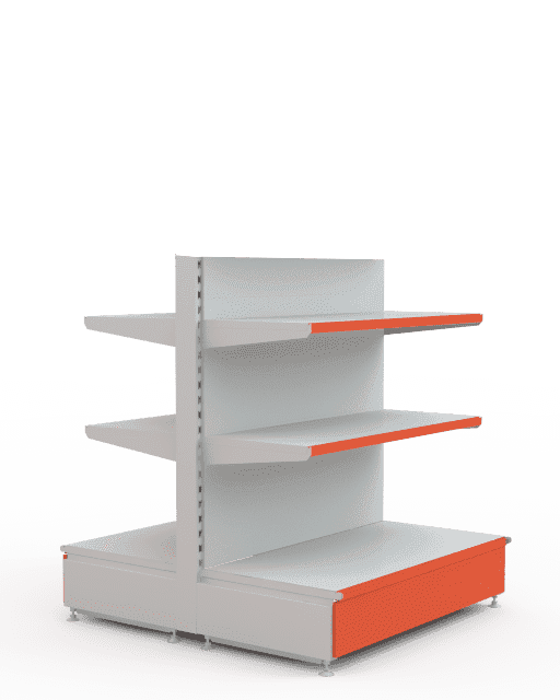 Торговый стеллаж двусторонний низкий