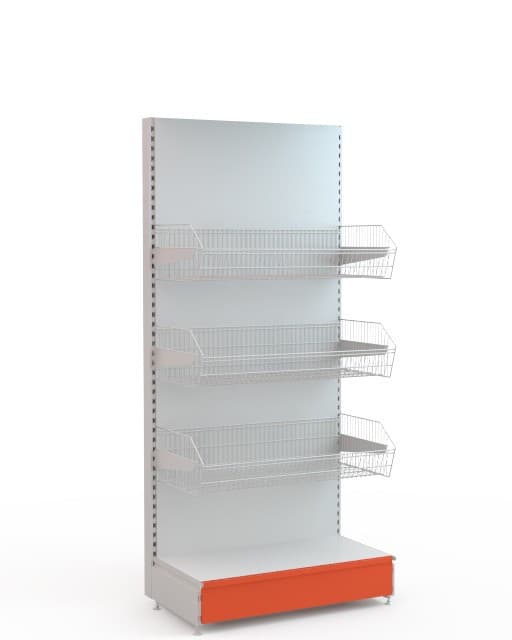 Торговый стеллаж с корзинами из проволоки
