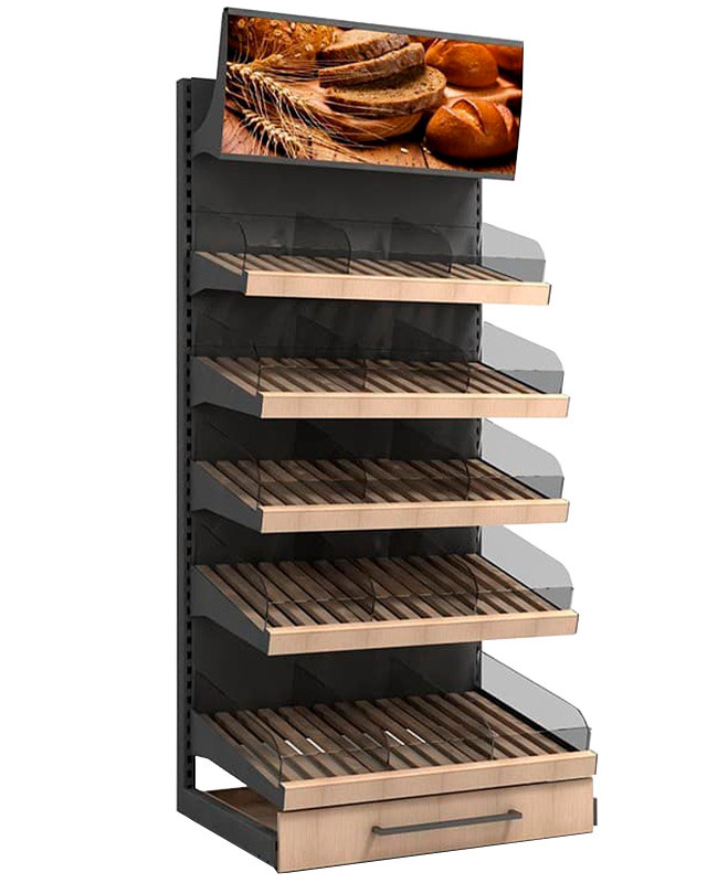 Хлебный стеллаж без подсветки и фриза