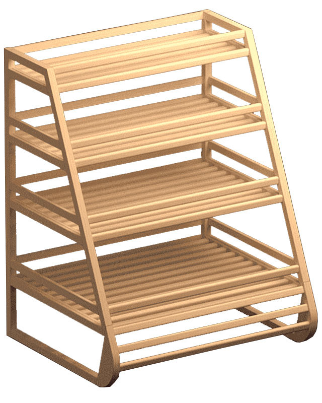 Стеллаж для хлеба и багетов с четырьмя прямыми полками