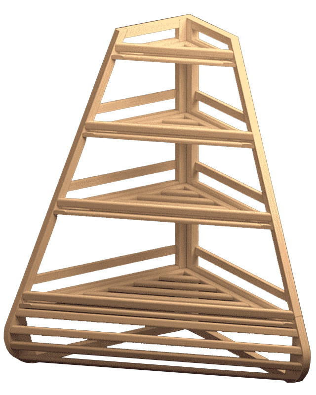 Угловой стеллаж из дерева для хлеба