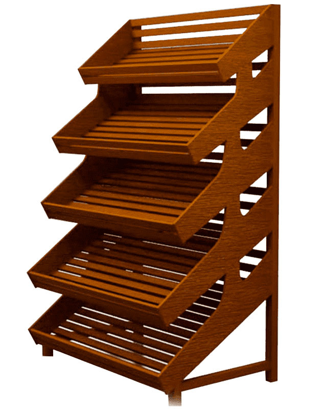 Стеллаж деревянный с пятью полками без накопителя