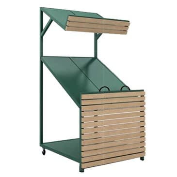 Овощной стеллаж - развал с деревянным заграждением