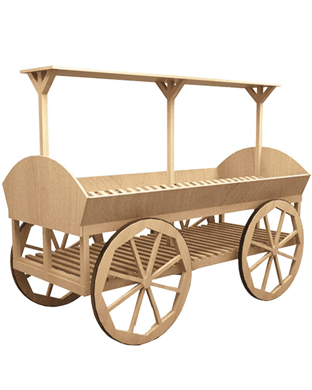 Развал для овощей и фруктов островной, удлиненный в виде телеги