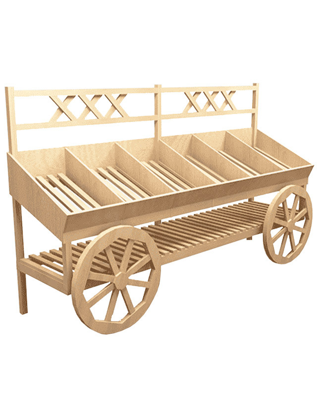 Развал для овощей и фруктов пристенный в виде телеги