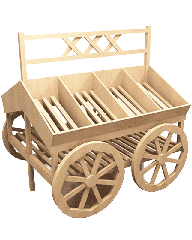 Развал для фруктов и овощей островной в виде телеги
