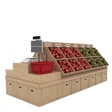 Овощной стеллаж развал островной остроугольный