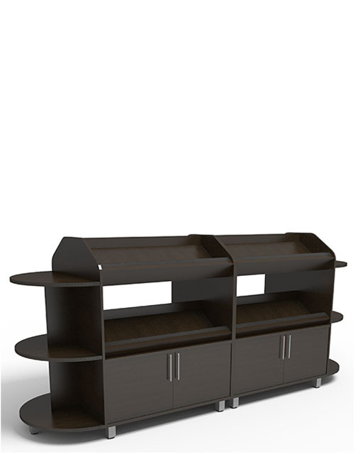 Островной стеллаж для алкоголя из ЛДСП с нижним накопителем