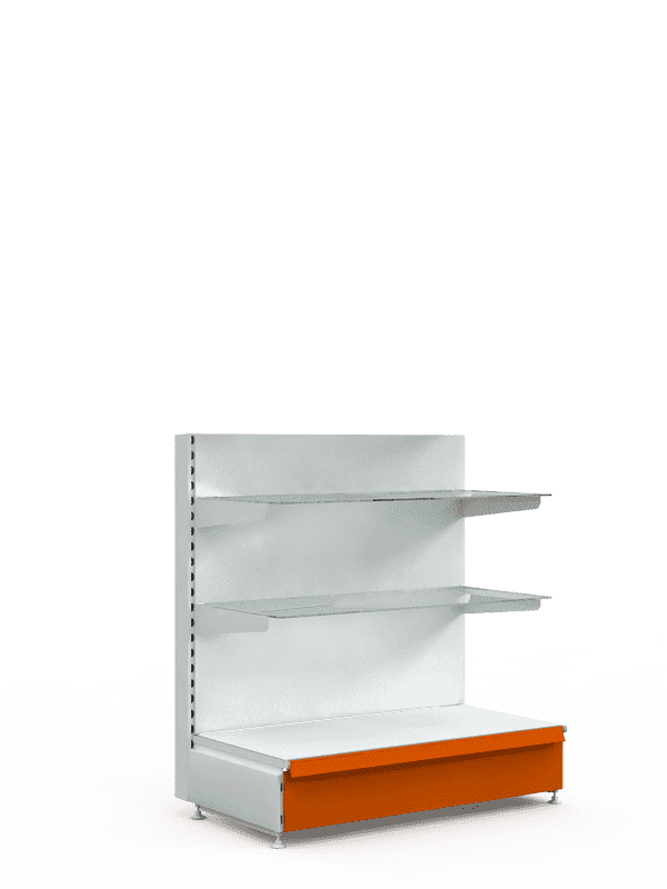 Торговый стеллаж со стеклянными полками низкий