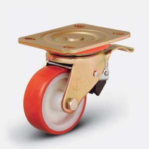Колесо ED01 ZBP 200x50F большегрузное полиуретановое поворотное с тормозом