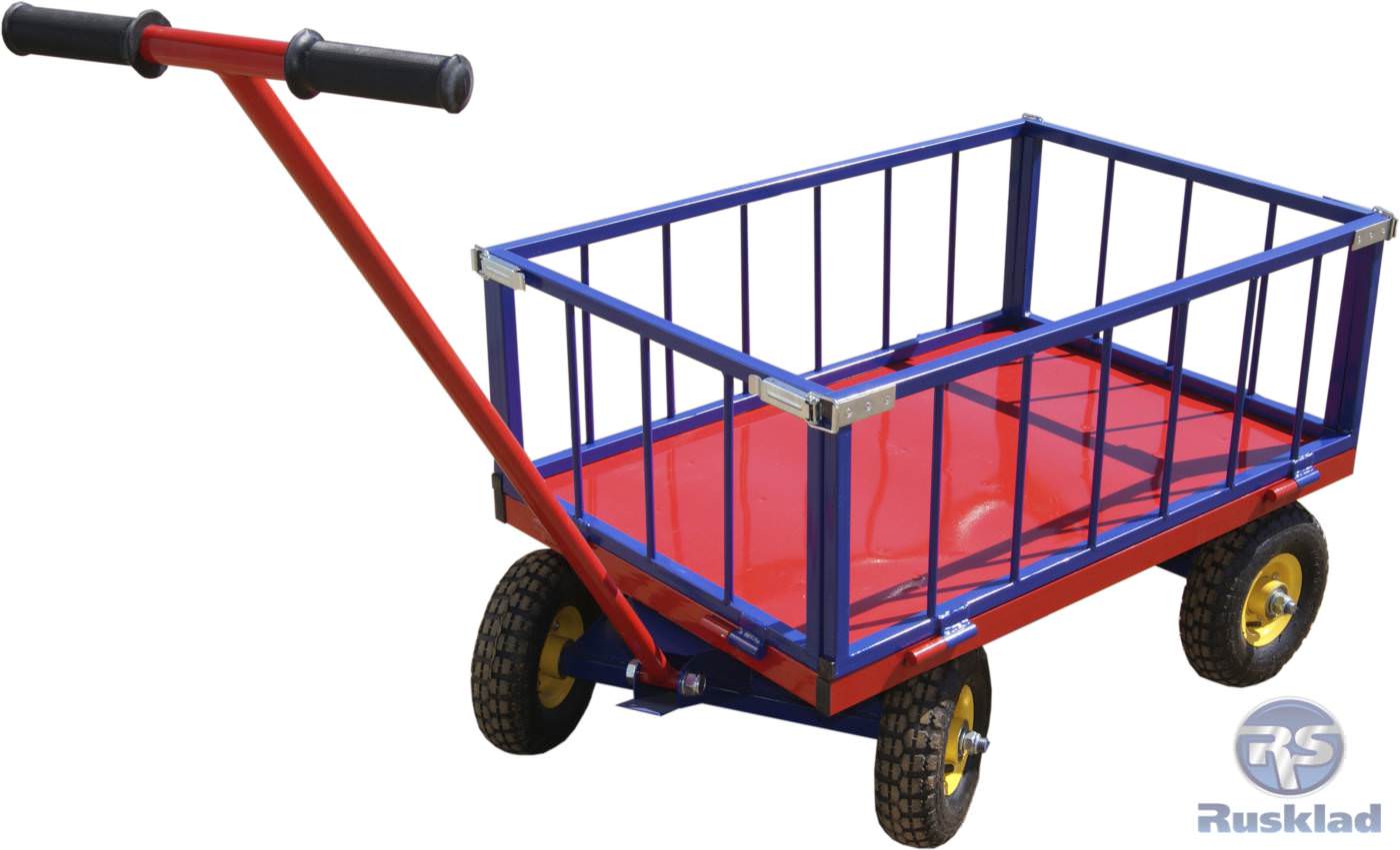 Тележка для склада с поворотной осью и трубчатыми бортами ТПОБ 5 Т