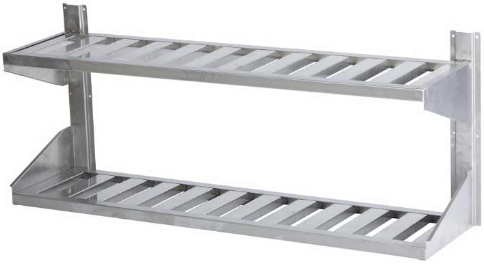 Полка настенная двухъярусная с решеткой длина 1800 мм