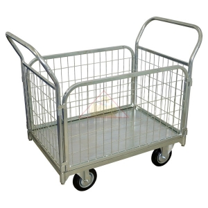 ТС-Ц5. Платформенная оцинкованная тележка с быстро съемными сетчатыми бортами