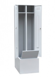 Шкаф металлический для одежды с закрытыми дверями для одежды с дополнительным ящиком