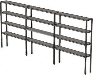 Стеллаж модульный со сплошными полками (разборный) с уровнями фиксированными длина 2000 мм