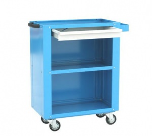 Тележка инструментальная с задней и боковыми стенками с тремя полками, ящиком