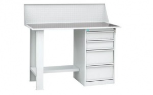 Верстак слесарный однотумбовый (тумба с 4 ящиками), с экраном