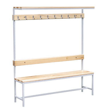 Скамья с вешалкой для раздевалок липа 1680x380x1500 мм