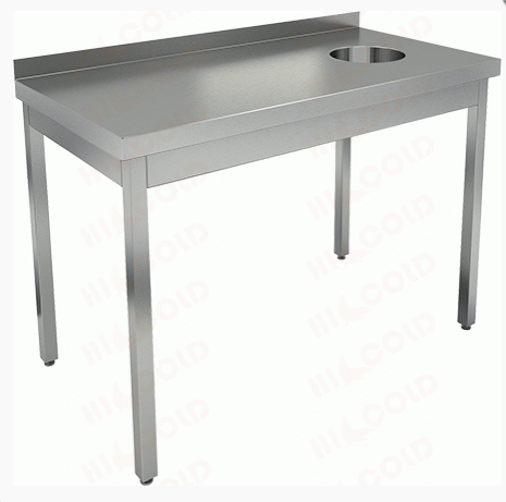 Стол нержавеющий пристенный с бортом для сбора отходов НДСО-13/6БП