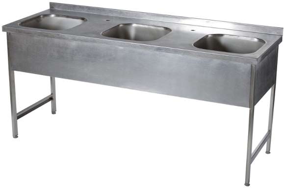 Ванна моечная цельнотянутая трехгнездовая длина 1700 мм